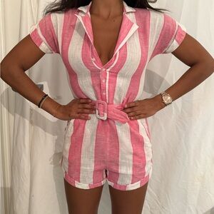 Beach Riot Pink and White Romper